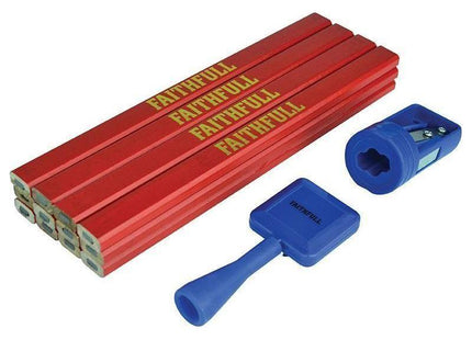 Faithfull Carpenter's Pencil Kit Red / Medium (Pack 12) Faithfull - RockBottom Northampton