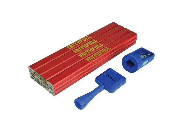 Faithfull Carpenter's Pencil Kit Red / Medium (Pack 12) Faithfull - RockBottom Northampton