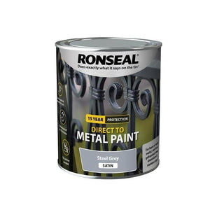 Ronseal Direct to Metal Paint Steel Grey Satin 750ml Ronseal - RockBottom Nothampton
