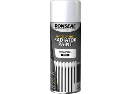 Ronseal One Coat Radiator Spray Paint Satin White 400ml Ronseal - RockBottom Nothampton