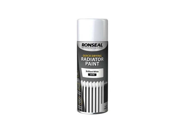 Ronseal One Coat Radiator Spray Paint Satin White 400ml Ronseal - RockBottom Nothampton