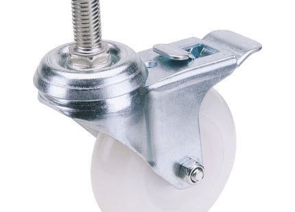 Draper Swivel Bolt Fixing Nylon Wheel with Brake, 75mm Diameter, S.W.L. 70kg Draper - Town Tools 