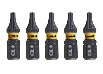 DeWALT Power Tools EXTREME FlexTORQ Bits T10 x 25mm (Pack 5) DeWALT Power Tools - RockBottom Northampton