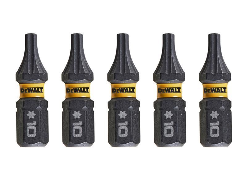DeWALT Power Tools EXTREME FlexTORQ Bits T10 x 25mm (Pack 5) DeWALT Power Tools - RockBottom Northampton
