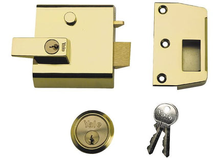 Yale Locks P1 Double Security Nightlatch 60mm Backset Brasslux Finish Visi Yale Locks - RockBottom Northampton