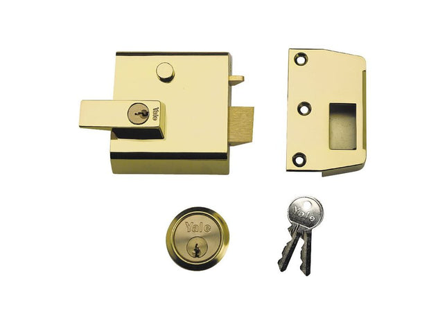 Yale Locks P1 Double Security Nightlatch 60mm Backset Brasslux Finish Visi Yale Locks - RockBottom Northampton