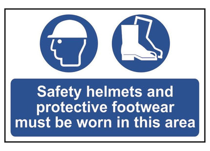 Scan Safety Helmets & Footwear To Be Worn - PVC Sign 600 x 400mm Scan - RockBottom Nothampton