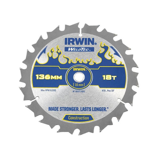 Irwin® Weldtec Cordless Circular Saw Blade 136 x 10mm x 18T ATB IRWIN® - RockBottom Northampton