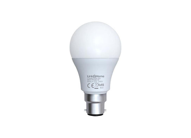 Link2Home Wi-Fi LED BC (B22) Opal GLS Dimmable Bulb, White + RGB 800 lm 9W Link2Home - RockBottom Northampton