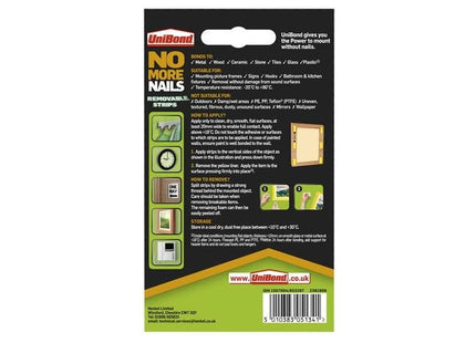 Unibond No More Nails Indoor Removable Mounting Tape Strips (Pack of 10) UniBond - RockBottom Northampton