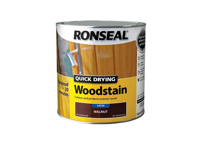 Ronseal Quick Drying Woodstain Satin Walnut 2.5 litre Ronseal - RockBottom Nothampton