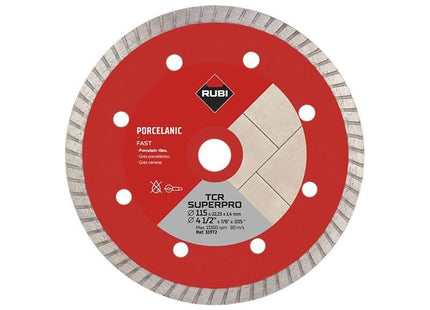Rubi Tiling Tools TCR115 SUPERPRO Diamond Blade 115mm RUBI TILING TOOLS - RockBottom Nothampton