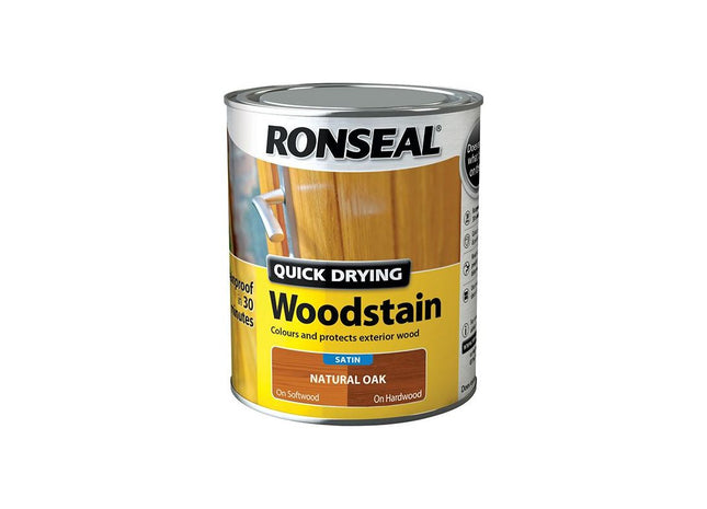 Ronseal Quick Drying Woodstain Satin Natural Oak 750ml Ronseal - RockBottom Nothampton