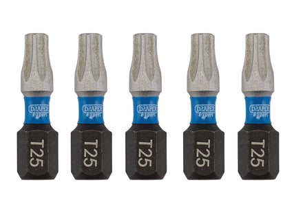 Draper Expert TX-STAR Impact Screwdriver Bits, T25 x 25mm, 1/4" Hex (Pack of 5) Draper - Town Tools 
