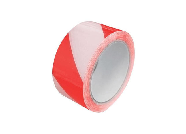 Faithfull Laminated Self-Adhesive Hazard Tape Red/White 50mm x 33m Faithfull - RockBottom Northampton