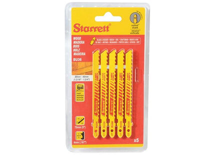 Starrett BU36-5 Wood Cutting Jigsaw Blades Pack of 5 Starrett - RockBottom Nothampton