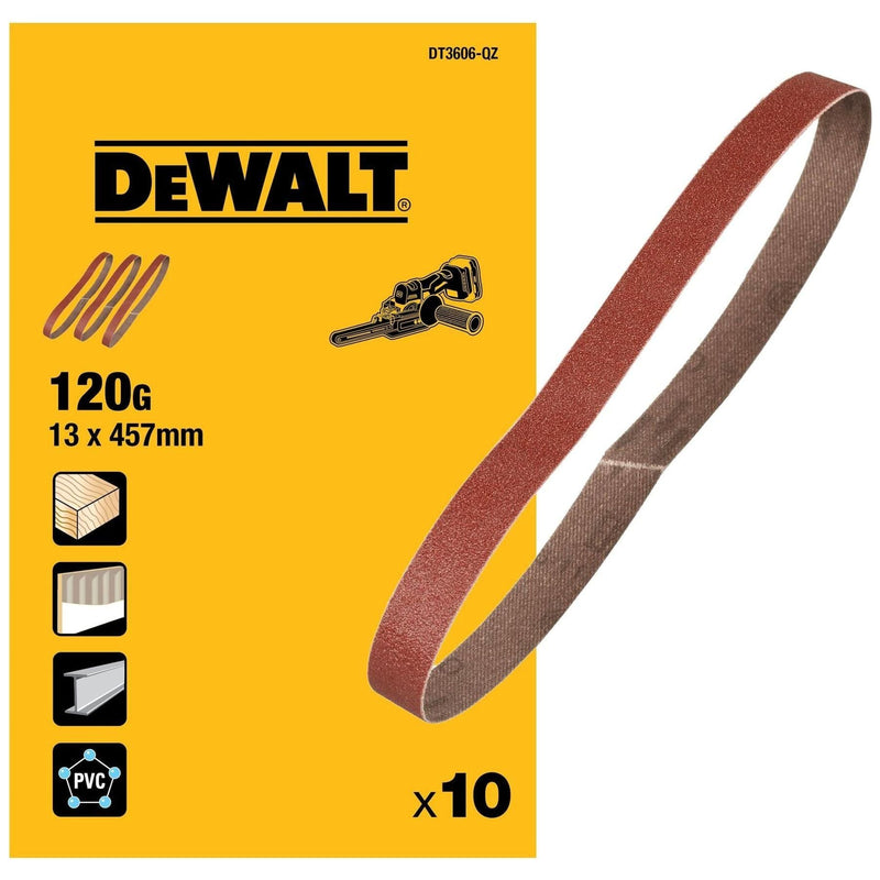 Dewalt Band File Sanding Belt 13 x 457mm 120G Pack of 10 Dewalt - RockBottom Northampton