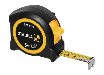 Stabila BM 100 Compact Pocket Tape 5m/16ft (Width 19mm) Stabila - RockBottom Nothampton