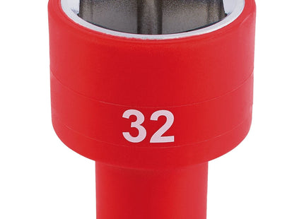 Draper Fully Insulated VDE Socket, 1/2" Sq. Dr., 32mm 32017 Draper - Town Tools 