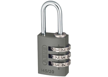 Abus Mechanical 145/20 20mm Aluminium Combination Padlock Titanium 46576 ABUS Mechanical - RockBottom Northampton 