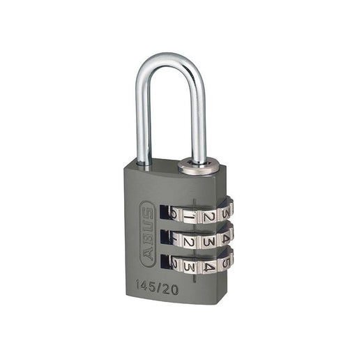 Abus Mechanical 145/20 20mm Aluminium Combination Padlock Titanium 46576 ABUS Mechanical - RockBottom Northampton 