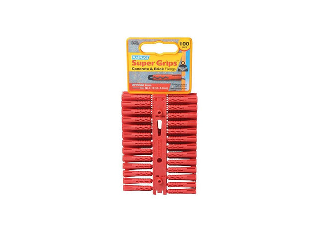 Plasplugs SRP 502 Solid Wall Super Grips™ Fixings Red (100) Plasplugs - RockBottom Nothampton