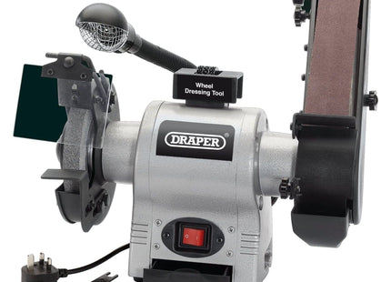 Draper Bench Grinder with Sanding Belt and Worklight, 150mm, 370W 05096 Draper - Town Tools 