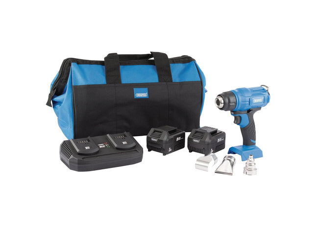 Draper D20 20V Heat Gun, 2 x 3.0 Ah Batteries, 1 x Twin Charger, 1 x Bag 99738 Draper - Town Tools 