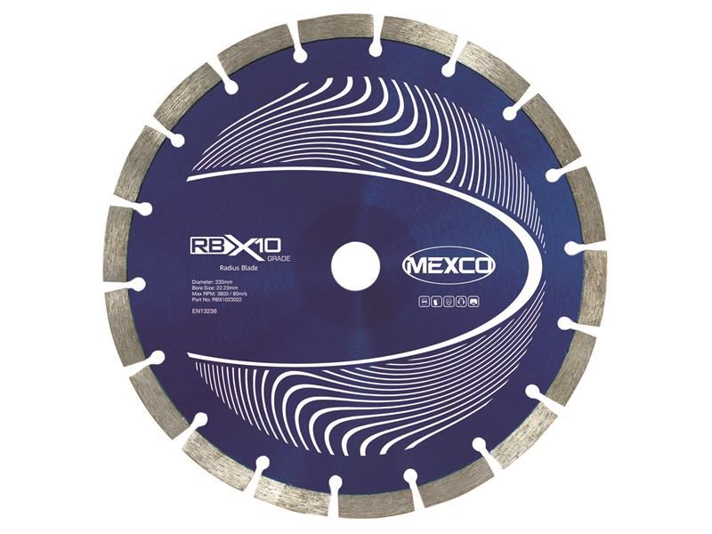 MEXCO RB X10 Radius / Curve Cutting Diamond Blade 230 x 22.23mm MEXCO - RockBottom Northampton