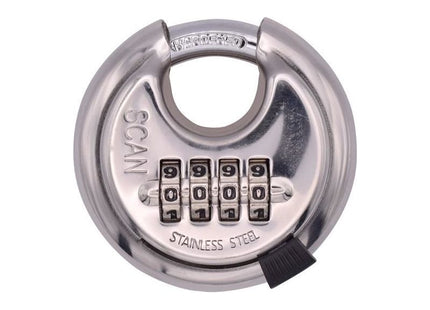 Scan Stainless Steel Disk Type Combination Padlock 70mm Scan - RockBottom Nothampton