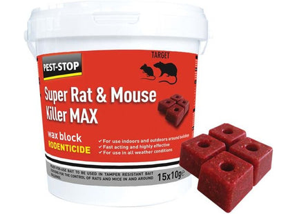 Pest-Stop (Pelsis Group) Super Rat & Mouse Killer MAX Wax Blocks Pest-Stop (Pelsis Group) - RockBottom Nothampton