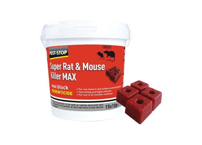 Pest-Stop (Pelsis Group) Super Rat & Mouse Killer MAX Wax Blocks Pest-Stop (Pelsis Group) - RockBottom Nothampton