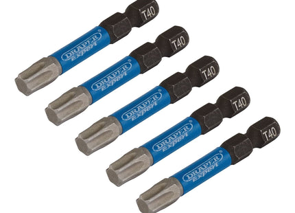 Draper Expert TX-STAR Impact Screwdriver Bits, T40 x 50mm, 1/4" Hex (Pack of 5) Draper - Town Tools 