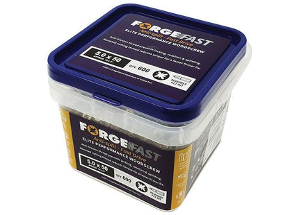 Forgefix ForgeFast Pozi Compatible Elite Performance Wood Screw ZY 5.0 x 50mm Tub 600 ForgeFix - RockBottom Northampton