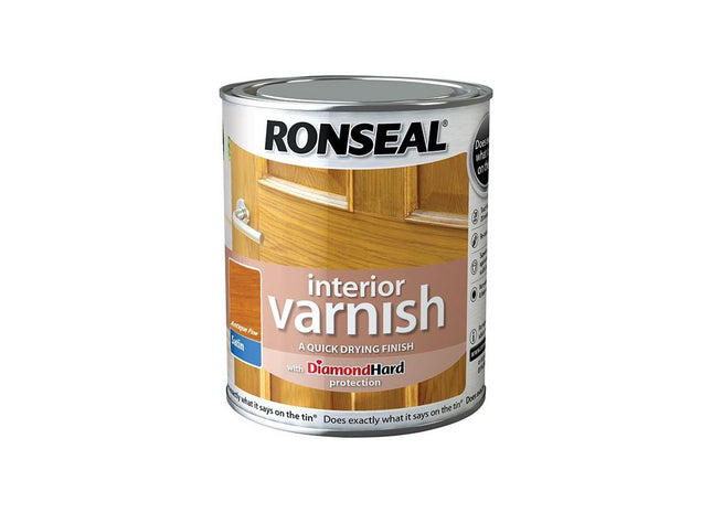 Ronseal Interior Varnish Quick Dry Satin Antique Pine 750ml Ronseal - RockBottom Nothampton