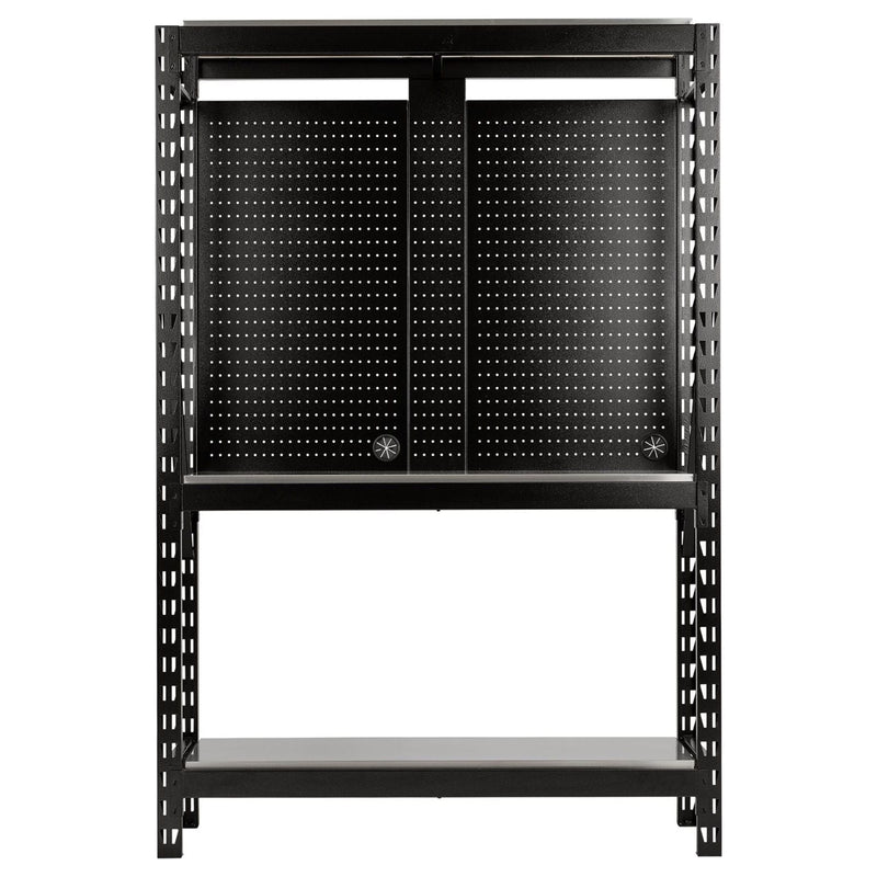 Bunker 17 Piece Modular 3 Tier Racking with Stainless Steel Shelving and Pegboards, 1500mm Draper - Town Tools