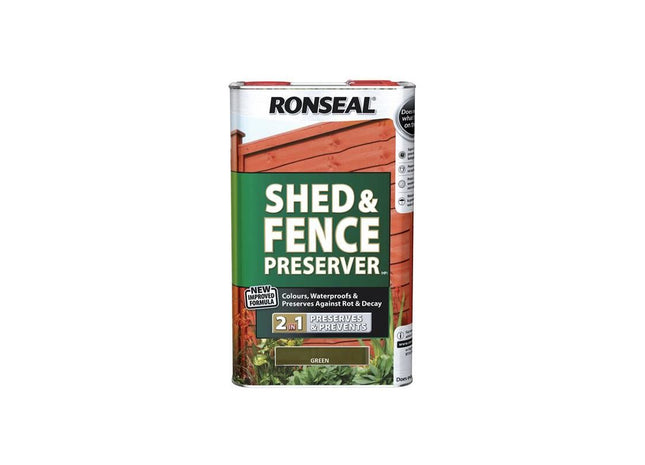 Ronseal Shed & Fence Preserver Green 5 litre Ronseal - RockBottom Nothampton