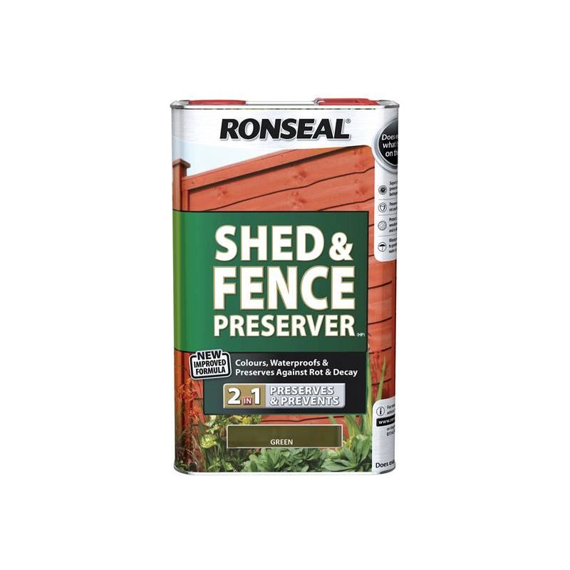 Ronseal Shed & Fence Preserver Green 5 litre Ronseal - RockBottom Nothampton