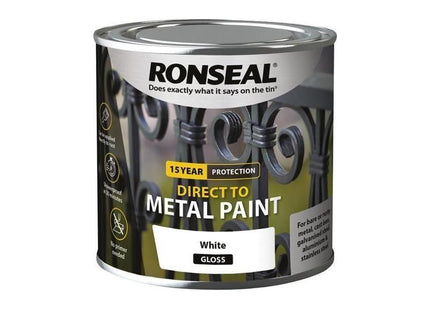 Ronseal Direct to Metal Paint White Gloss 250ml Ronseal - RockBottom Nothampton