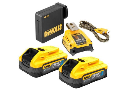 Dewalt Power Tools DCB094 H2USB-C POWERSTACK™ Starter Kit 18V 2 x 5.0Ah Li-ion DeWALT Power Tools - RockBottom Northampton