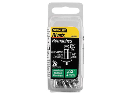 Stanley® Hand Tools 1-PAA52 Aluminium Rivets Short 4 x 3mm Pack of 20 STANLEY® Hand Tools - RockBottom Nothampton