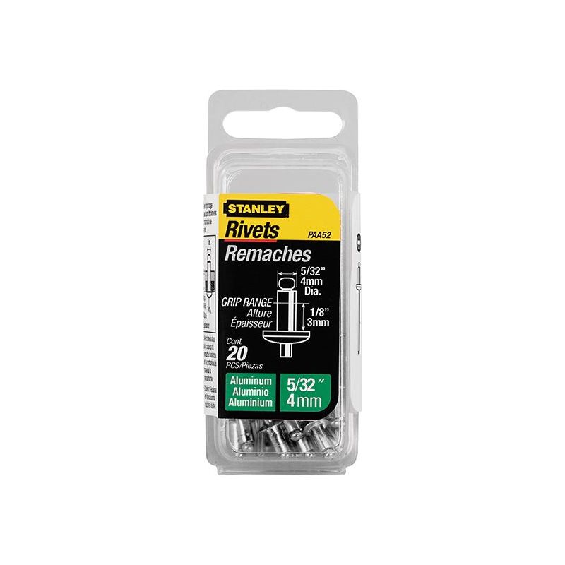 Stanley® Hand Tools 1-PAA52 Aluminium Rivets Short 4 x 3mm Pack of 20 STANLEY® Hand Tools - RockBottom Nothampton