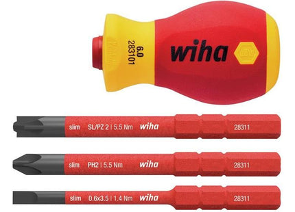 Wiha SoftFinish® electric slimVario Stubby Screwdriver Set, 4 Piece Wiha - RockBottom Northampton