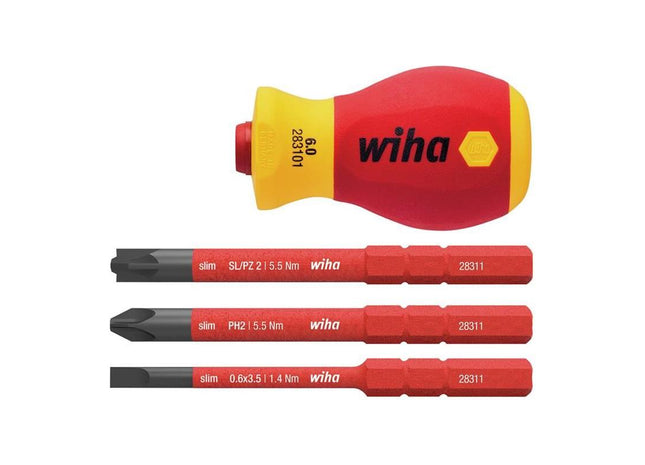 Wiha SoftFinish® electric slimVario Stubby Screwdriver Set, 4 Piece Wiha - RockBottom Northampton