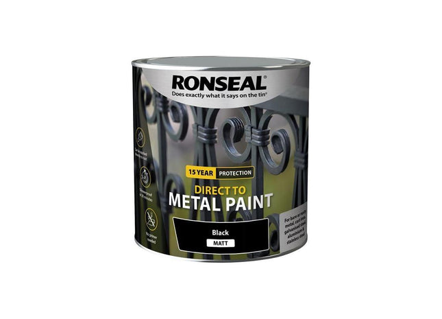 Ronseal Direct to Metal Paint Black Matt 2.5 litre Ronseal - RockBottom Nothampton