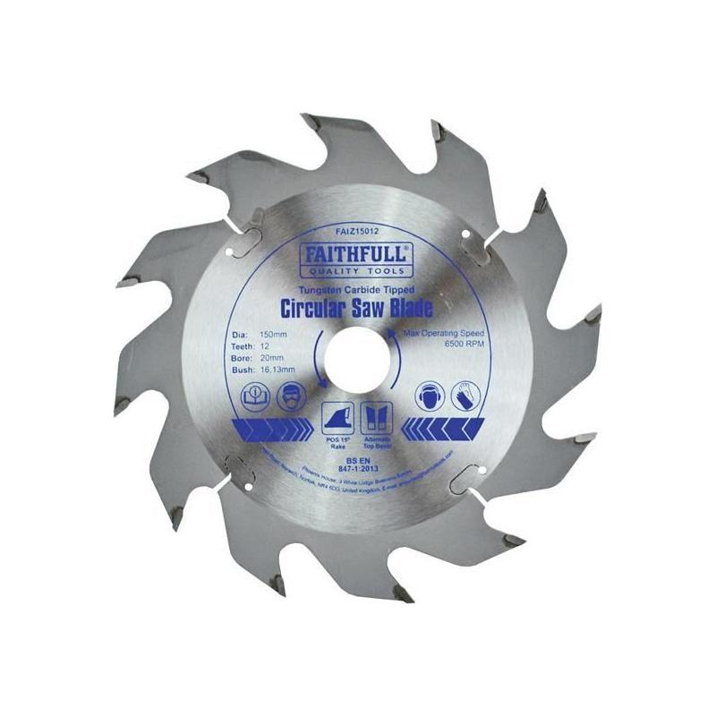 Faithfull TCT Circular Saw Blade 150 x 20mm x 12T POS Faithfull - RockBottom Northampton