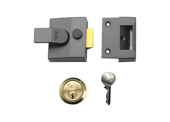Yale Locks 85 Deadlocking Nightlatch 40mm Backset DMG Finish Satin Chrome Cylinder Box Yale Locks - RockBottom Northampton