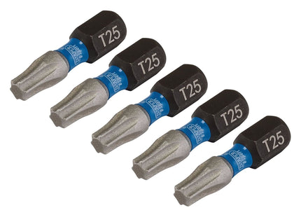 Draper Expert TX-STAR Impact Screwdriver Bits, T25 x 25mm, 1/4" Hex (Pack of 5) Draper - Town Tools 
