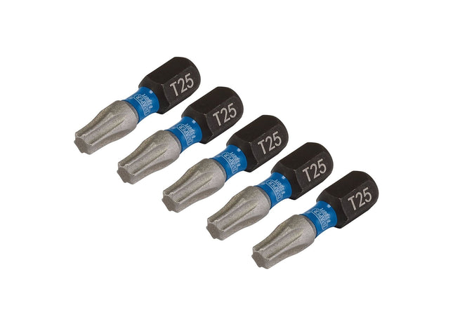Draper Expert TX-STAR Impact Screwdriver Bits, T25 x 25mm, 1/4" Hex (Pack of 5) Draper - Town Tools 