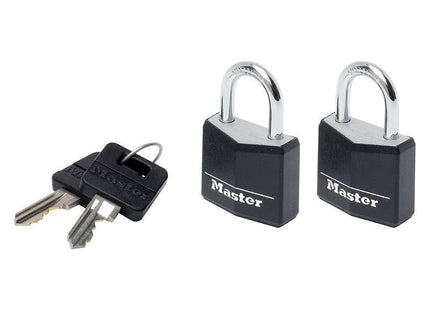 Master Lock Aluminium Black Vinyl Cover 30mm Padlock 4-Pin - Keyed Alike x 2 Master Lock - RockBottom Northampton